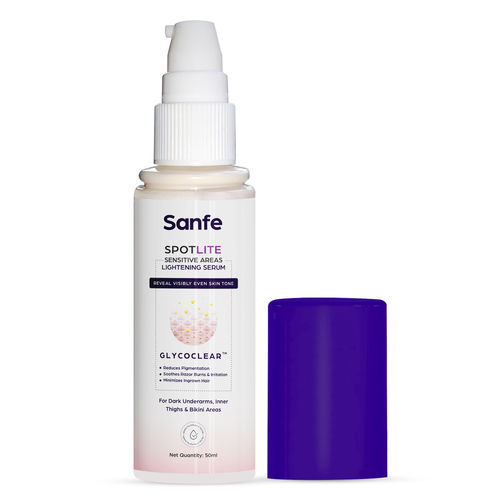 Sanfe Spotlite Sensitive Body Serum for Dark Underarms, Inner Thighs and Sensitive Areas, Enriched with Kojic Acid, Niacinnamide Helps in Depigmentation for All Skin Type, 50 ml