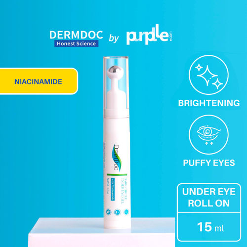 DermDoc by Purplle Under Eye Roll On with Niacinamide (15ml) | under eye gel for dark circles