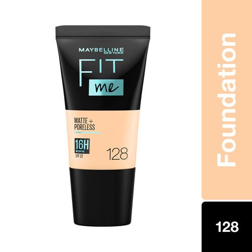 Maybelline New York Fit Me Matte+Poreless Liquid Foundation Tube, 128 Warm Nude, 18ml