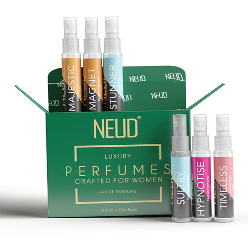 NEUD Luxury Perfumes for Women - 1 Pack (6 Vials x 10 ml Each)