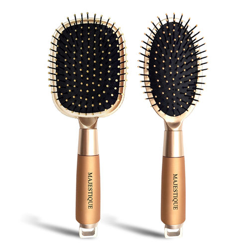 Majestique Golden Series Hair Set, Paddle Hair brush and Oval Detangler Brush, Refresh and Extend for All Hair Types - 2Pcs/Gold