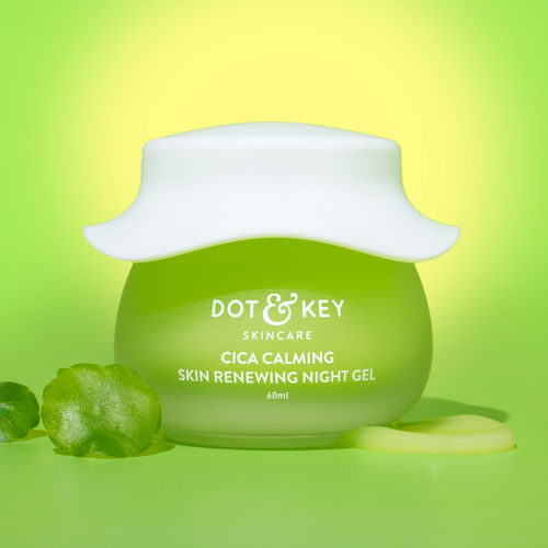 Dot & Key CICA Calming Skin Renewing Night Gel | Night Cream with Niacinamide, Green Tea, Hyaluronic & Tea Tree Oil | For Acne, Dark Spot & Pigmentation, Oily, Acne Prone And Sensitive Skin | 60ml