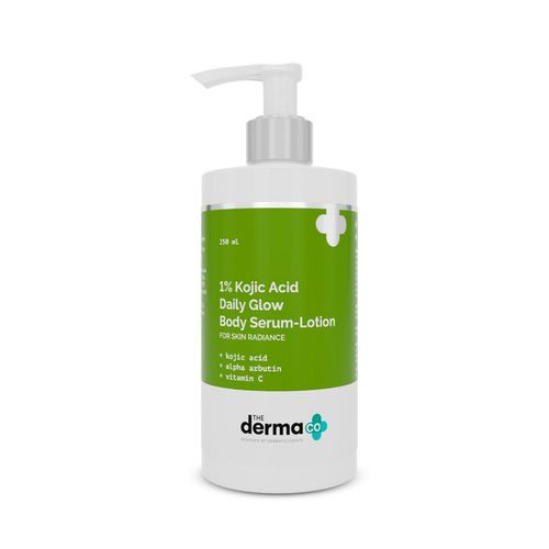 The Derma Co 1% Kojic Acid Daily Glow Body Serum Lotion | For Skin Radiance | Reduces Dark Spots, Pigmentation & Blemishes | 250 ml