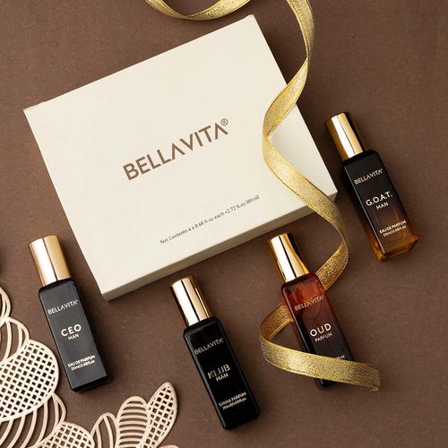 Bella Vita Luxury Long Lasting Men Perfume Gift Set (80 ml) | bella vita perfume gift set for men | 4 x 20 ml | Woody Citrusy Oud Premium Fragrance Scent | KLUB OUD CEO G.O.A.T