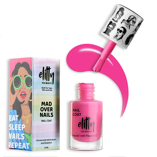 Elitty Mad Over Nails, 12 Toxin Free, Infused with Witch Hazel,Vegan & Cruelty Free, Matte - Secret Crush (Pink)