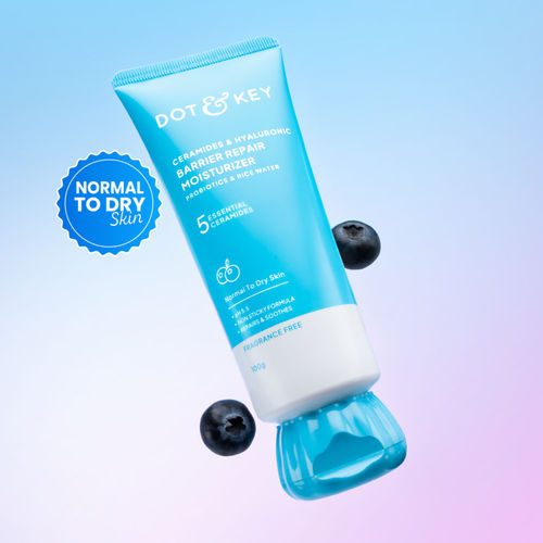 Dot & Key Ceramides & Hyaluronic Skin Barrier Repair + Face Cream with Probiotics & Rice Water | Fragrance Free Face Moisturizer for Dry & Sensitive Skin, 100g