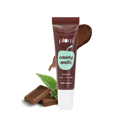 Plum Candy Melts Vegan Lip Scrub | Mint-o-coco | Heals Dry, Chapped Lips | With Plant-based Oils & Waxes | 100% Vegan | 12g
