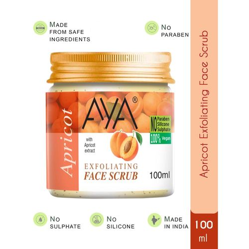 AYA Apricot Exfoliating Face Scrub, 100 ml | No Paraben, No Silicone, No Sulphate |