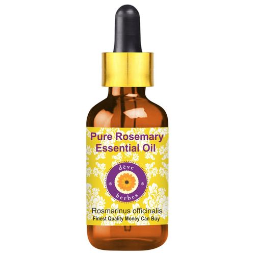 Deve Herbes Pure Rosemary Essential Oil (Rosmarinus officinalis) with Glass Dropper Natural Therapeutic Grade Steam Distilled (10 ml)