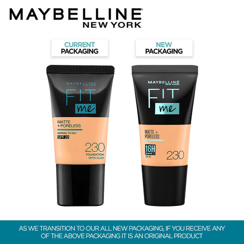 Maybelline New York Fit Me Matte+Poreless Liquid Foundation Tube - Natural Buff 230 (18 ml)