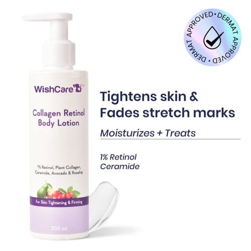 WishCare Collagen 1% Retinol Anti-Ageing Body Lotion|Tightens & Firms Skin|Reduces Dry & Flaky Skin|Long Lasting Hydration|Evens Skin Tones|Youthful Skin|For All Skin Types|200 ml