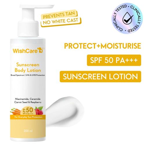 WishCare SPF50 Sunscreen Body Lotion - Broad Spectrum UVA & UVB Protection-For Everyday Sun Protection - 200 ml