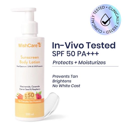 WishCare SPF50 Sunscreen Body Lotion - Broad Spectrum UVA & UVB Protection-For Everyday Sun Protection - 200 ml