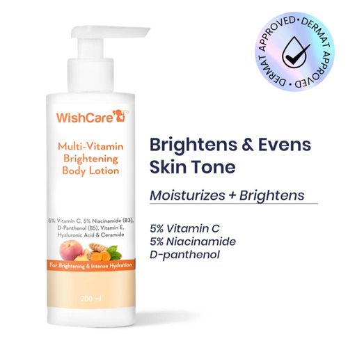 WishCare Multi-Vitamin Brightening Body Lotion|Repairs Dry & Flaky Skin|Long Lasting Moisturizer & Intense Hydration|Fades Blemishes|Nourishes & Repairs Skin|For All Skin Types|For Men & Women|200 ml