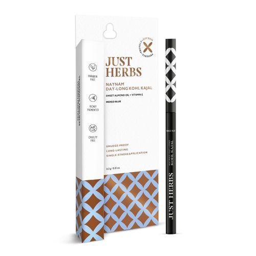 Just Herbs Naynam Day Long khol Kajal Smudge-Proof Sweet Almond Oil & Vitamin E - Indigo Blue (0.3 gm)