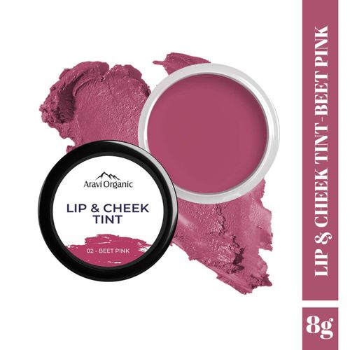 Aravi Organic Lip and Cheek Tint - With Goodness of Vitamin E & Candelila Wax - Nourishes & Hydrates Dry Chapped Lips, Blush & Eyeshadow Fo All Skin Types - 8 gm (Beet Pink)