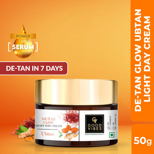 Good Vibes Ubtan De-tan Glow Light Day Cream with Power of Serum (50 g)