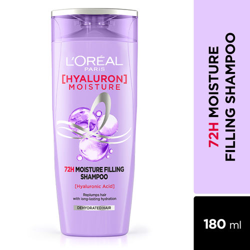 L'Oreal Paris Hyaluron Moisture 72H Moisture Filling Shampoo | With Hyaluronic Acid | For Dry & Dehydrated Hair | Adds Shine & Bounce 180ml