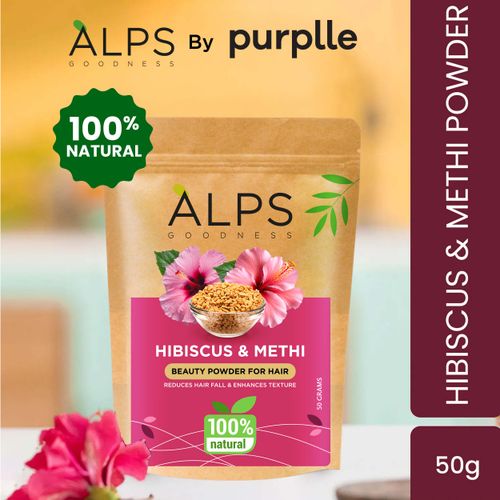 Alps Goodness Hibiscus & Methi Powder (50 gm) | 100% Natural Fenugreek Powder | No Chemicals No Preservatives No Pesticides | Herbal Hair Mask For Hair Growth