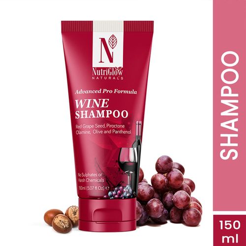 NutriGlow NATURAL'S Advanced Pro Formula Wine Shampoo for Hair fall Control, Sulphate Free Women and Men All Hair Types, 150 ml