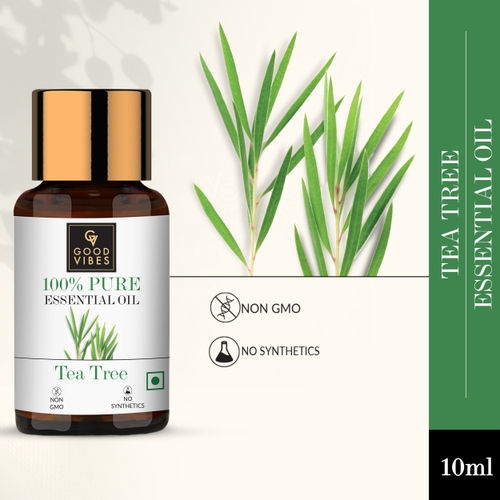 Good Vibes 100% Pure Tea Tree Essential Oil | Anti-Acne, Helps Clears Pimples | No Synthetics, 100% Natural, 100% Vegetarian (10 ml)