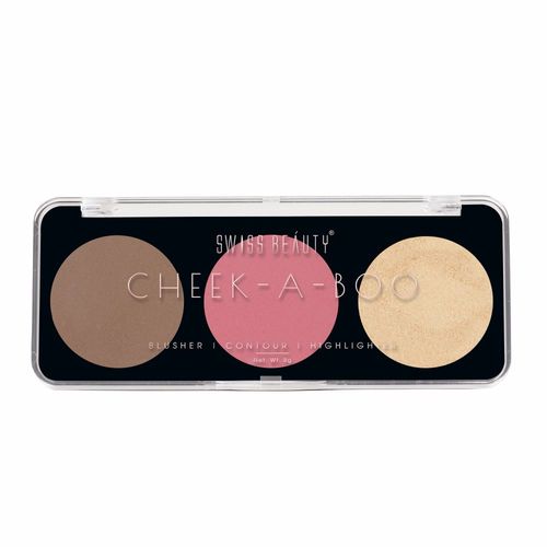 Swiss Beauty Cheek-A-Boo 3 In One Blusher|Contour|Highlighter 01 - 8 gm