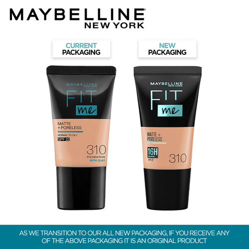 Maybelline New York Fit Me Matte+Poreless Liquid Foundation Tube, 310 Sun Beige, 18ml