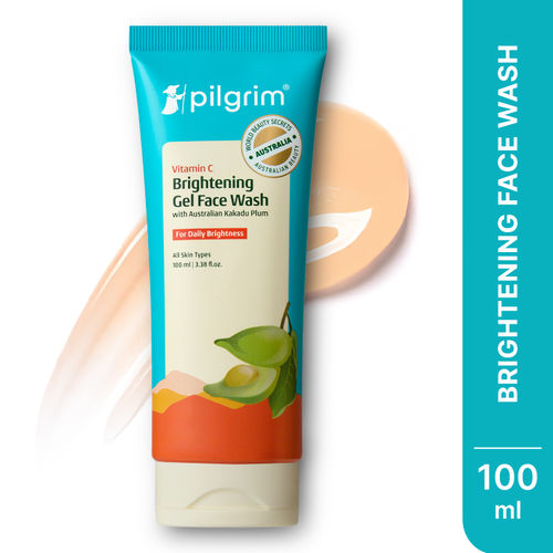 Pilgrim Vitamin C Gel Face Wash With Kakadu Plum & Lime Pearl | For All Skin Types | Discover Fresh Glowing Skin For An Even Skin Tone | Gentle Exfoliating & Non Drying Face Wash | Dermatolagically Tested | For Men & Women (100 ml)