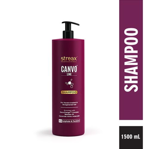 Streax Canvoline Shampoo For straightened hair, with Kera-Charge & Baobab oil, 1500ml