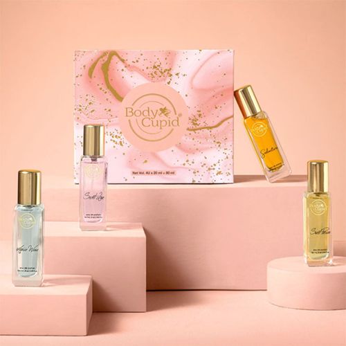 Body Cupid Luxury Perfume Gift Set 4x20 ML For Women | Luxury Scent with Long Lasting Fragrance | Eau De Parfum | Valentine Day Gift for Her| Aqua Wave | Secret Love | Seductive | Sweet Passion | 80 ML