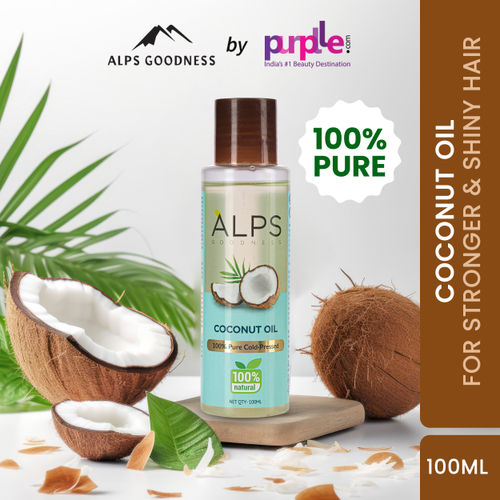 Alps Goodness 100% Natural Cold Pressed Coconut Oil (100 ml) | 100% Pure & Organic | For Skin & Hair | No Parabens, No Sulphates, No Mineral Oil