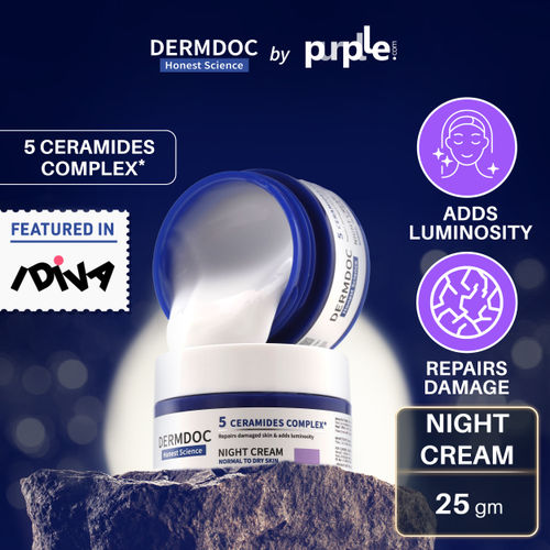 DERMDOC by Purplle Deep Nourishing Night Cream with Ceramides (25 gm) | ceramide moisturizer | moisturizer for face | damage repair face cream | moisturizer for dry skin type | cold cream for winter