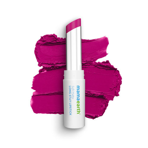 Mamaearth Soft Matte Long Stay Lipsticks with Jojoba Oil & Vitamin E for 12 Hour-Mulberry Pink-3.5 gm