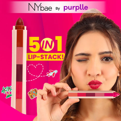 NY Bae 5 IN 1 Lipstick - Timeless Hues 03 (6.5 gm) | Creamy Matte | Lip Crayon | Multi-use: Blush, Eyeshadow, Lip Liner, Bronzer | Pink, Red & Nude Shades | Travel Kit