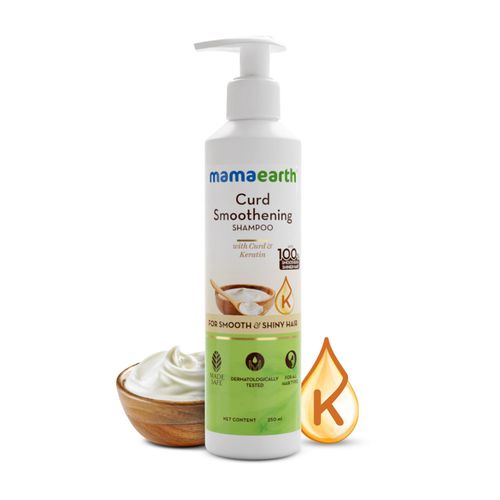 Mamaearth Curd Smoothening Shampoo with Curd & Keratin for Smooth & Shiny Hair- 250 ml