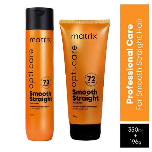Matrix Opti Care Professional Ultra Smoothing Shampoo + Combo of Opti.Care Professional Anti-Frizz Conditioner|With Shea Butter (350ml + 196gm)|For Salon Smooth, Straight hair