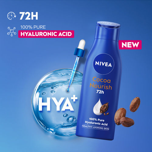 Nivea Cocoa Nourish Body Lotion for Men & Women with Cocoa Butter, Hyaluronic Acid & Vitamin E Moisturizer for Dry Skin, Deep Nourish Serum Body Cream 72H Moisturiser, Non Greasy Face Cream (200 ml)