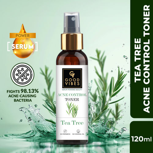 Good Vibes Acne Control Tea Tree Cleansing Toner with Power of Serum | Treats Acne (120 ml)