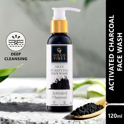 Good Vibes Activated Charcoal Skin Purifying Face Wash | Anti- Pollution, Removes Dirt (120 ml)