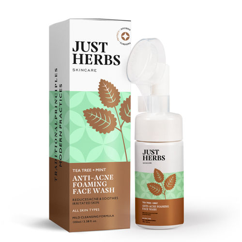 Just Herbs Tea Tree Mint Acne Foaming Face Wash for Acne & Blackheads, Suitable for Men & Women 100 ml