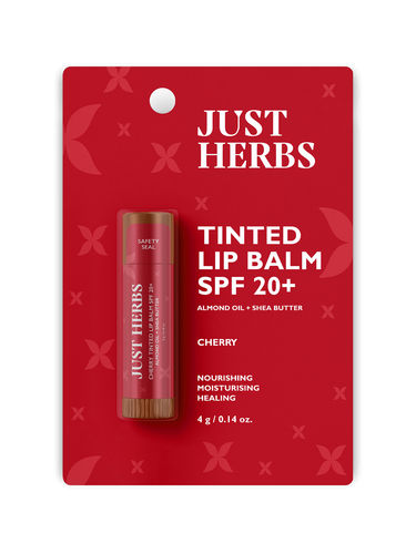 Just Herbs Tinted Lip Balm for Men and Women for Dry & Chapped, 4 gm (Cherry)