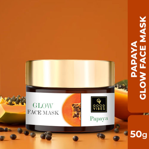 Good Vibes Papaya Glow Face Mask | Brightening Lightens Scars | With Basil | No Parabens No Sulphates No Mineral Oil No Animal Testing (50 g)