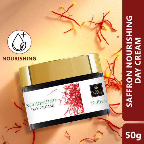 Good Vibes Saffron Nourishing Day Cream | Hydrating, Glow | With Coffee | No Parabens, No Sulphates, No Mineral Oil, No Animal Testing (50 g)