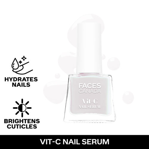 FACES CANADA Vit-C Nail Serum, 5ml | Enriched With 10% Green Active Mandarin Water | Aloe Vera Leaf Juice | Veg Keratin | Vitamin E | Veg Glycerin | Hydrated, Brighter Nails & Skin