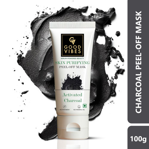 Good Vibes Activated Charcoal Skin Purifying Peel Off Mask | Deep Pore Cleansing, Purifying | No Parabens, No Sulphates, No Mineral Oil, No Animal Testing (100 gm)
