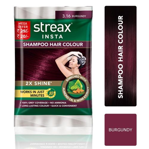 Streax Insta Shampoo Hair Colour - Burgandy (18 ml)