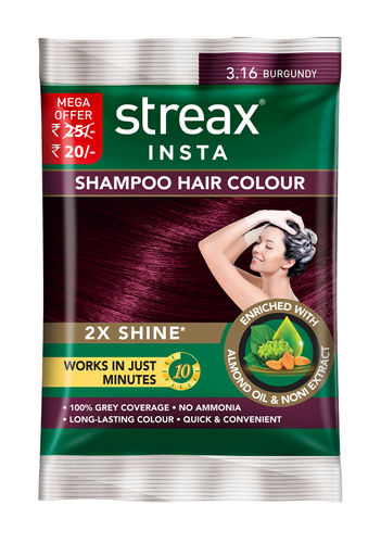 Streax Insta Shampoo Hair Colour - Burgandy (18 ml)