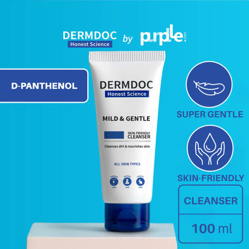 DERMDOC by Purplle Mild & Gentle Facial Cleanser (100ml) | Skin Cleansing Face Wash | Hydrates Skin | Cleanser for Glowing Skin | Deep Pore Cleansing | Facial Cleanser for Oily Skin