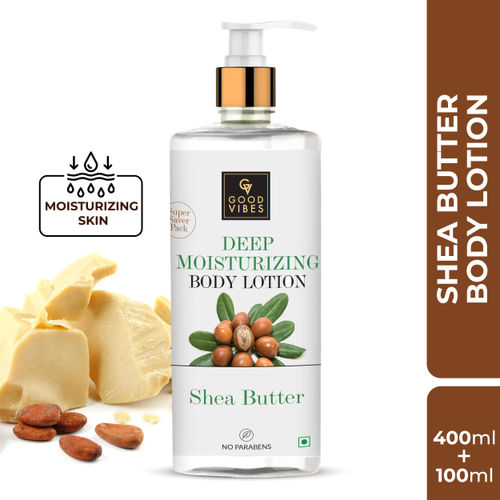 Good Vibes Shea Butter Deep Moisturizing Body Lotion | Hydrating, Moisturizing | No Parabens, No Sulphates, No Animal Testing (400ml + 100 ml free)