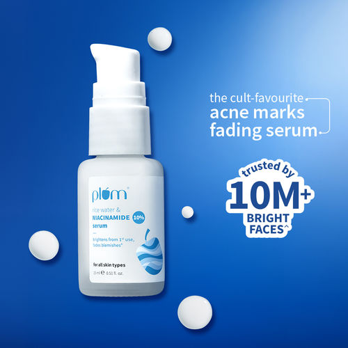 Plum 10% Niacinamide Face Serum with Rice Water for Blemish-Free, Clear & Bright Skin (15 ml)